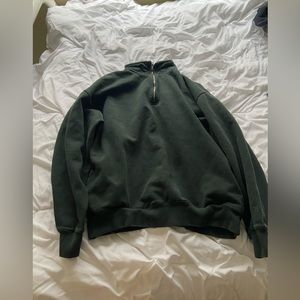 brandy melville green oversized zip-up sweatshirt